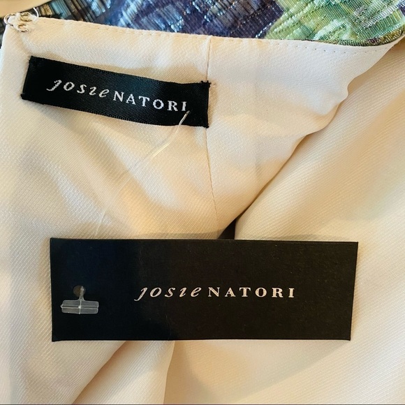 NATORI Birds Of Paradise Jacquard Shimmer Metallic Drop Waist Dress Size 10 NEW - Picture 11 of 12